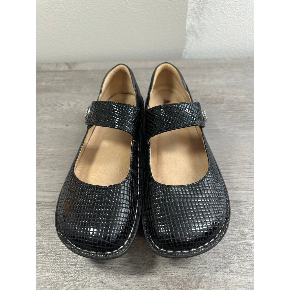 Alegria Paloma Textured Leather Mary Jane Shoes Black Size 41/11 - Picture 3 of 6